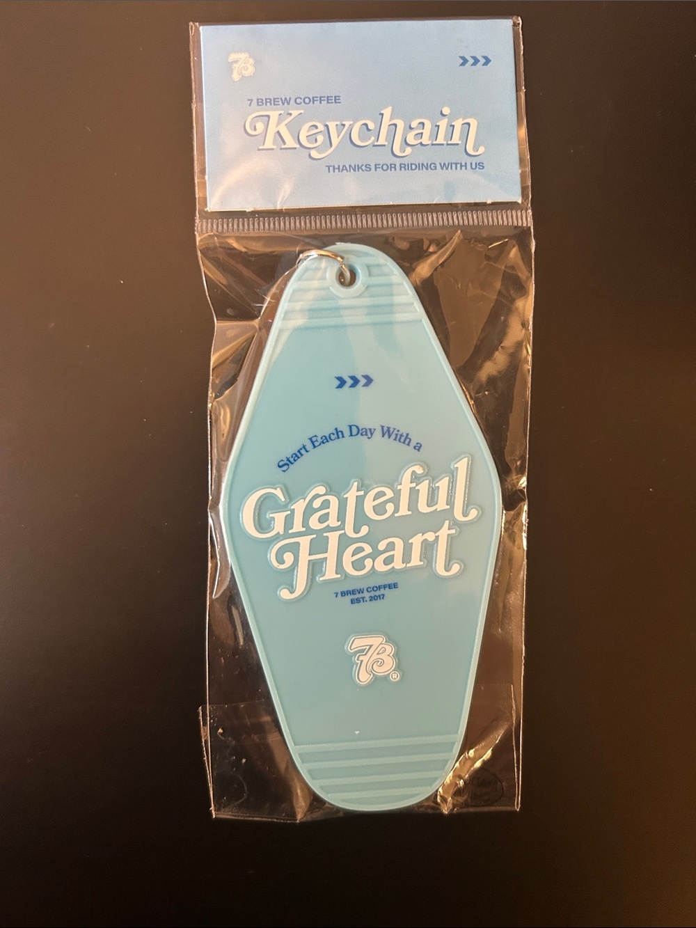 7Brew*Rare Limited Edition* Grateful Heart Blue Keychain - Light Blue